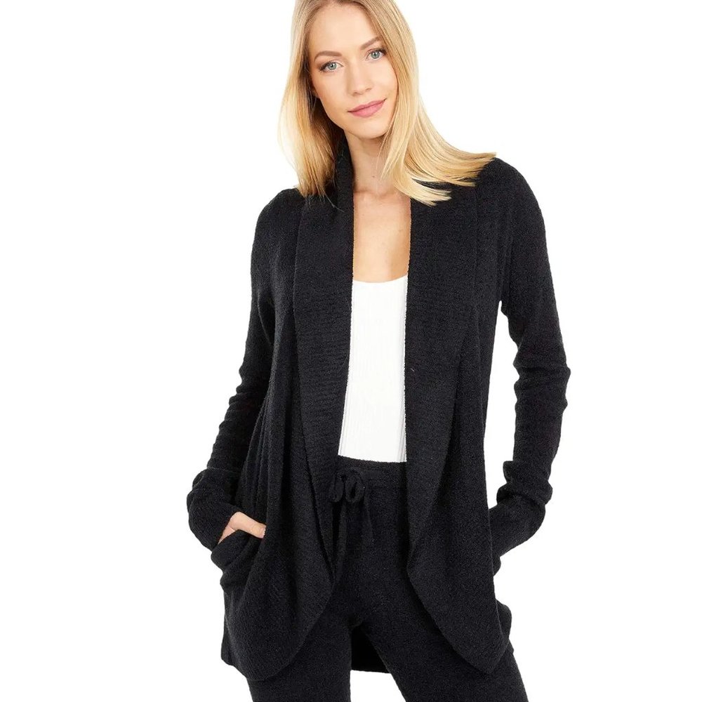 Barefoot Dreams Cozychic Lite Circle Cardi - Black